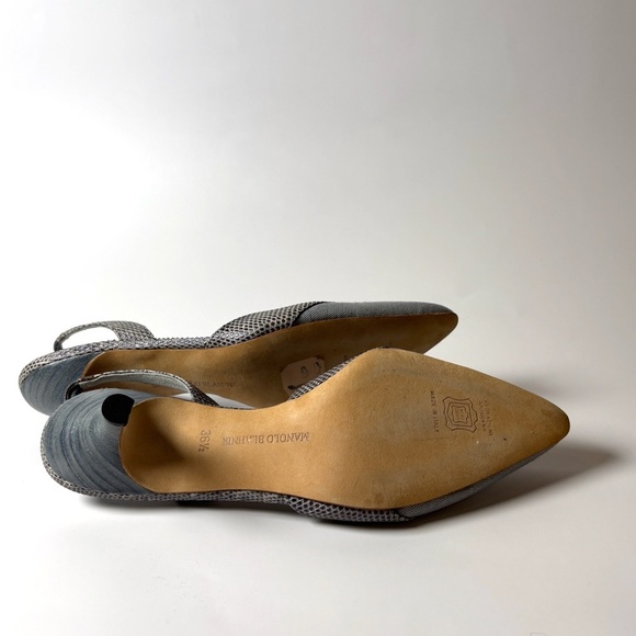 Vintage Manolo Blahnik Slingback Heels – Snakeskin Trim, Gray size 36.5 - Picture 6 of 7